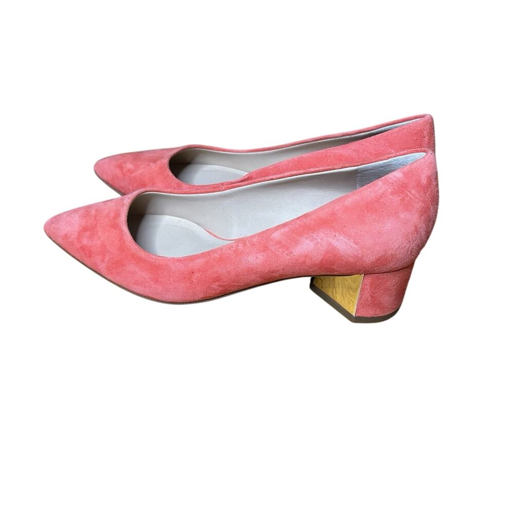 Franco Sarto Diva Red Suede Pumps Size 5 Pointed Toe Block Heel Classic Bold